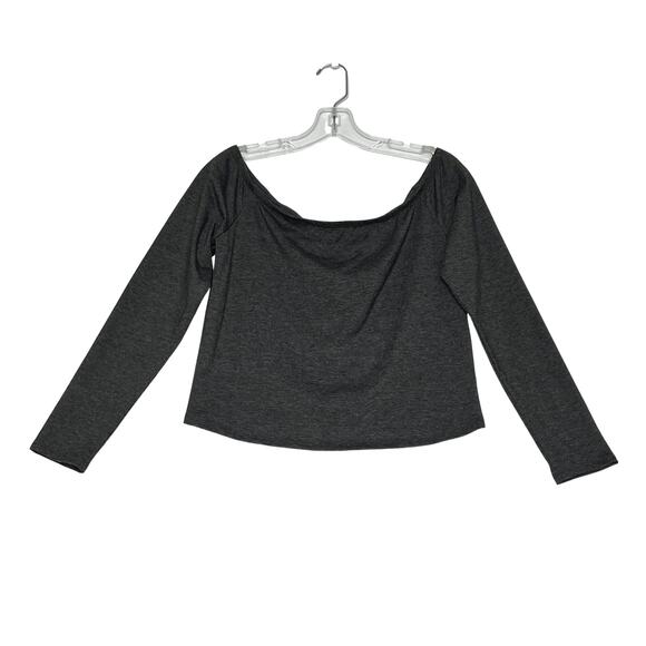 BP Long Sleeve Off The Shoulder Fitted Crop Top Grey Womens XL - Picture 3 of 11
